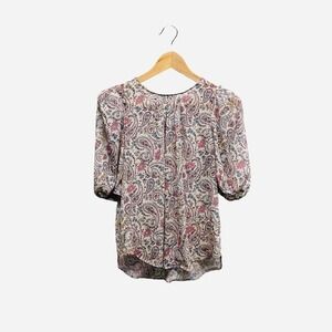 LINI Lara Sheer Paisley Print Short Sleeve Top‎